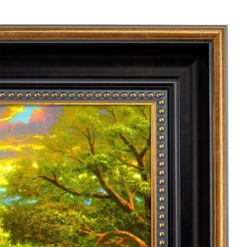 Space Art Deco, 16x20 Picture Frame without Mat for 16x20 Poster/Photo/Print, Shatter-Resistant Real Glass Wall Mounting Display (Black and Ornate Gold Design, 1-Pack) - Image 4